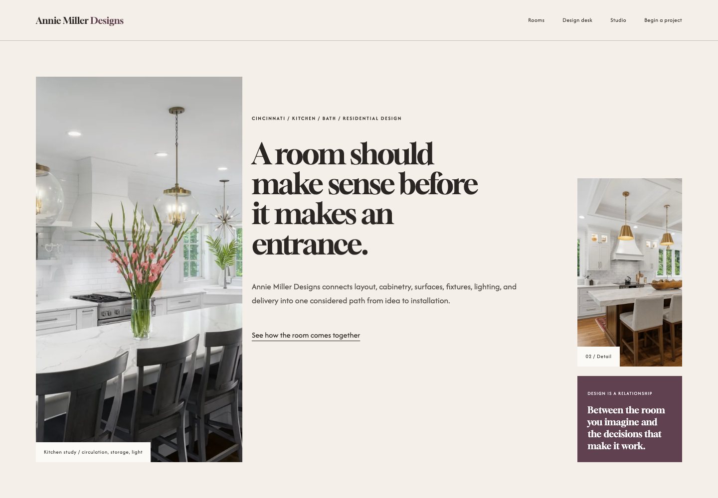 The new Annie Miller Designs homepage concept